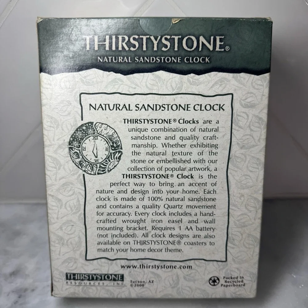 Thirstystone Leopard Print Natural Sandstone Clock New In Box USA